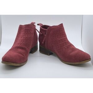 TOMS Deia Booties 10011292 in Oxblood Suede Size 6.5